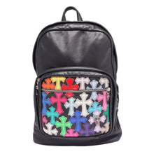 Chrome Hearts 'Multicolor Cross' Black Leather Backpack