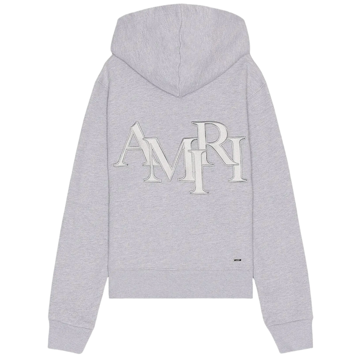 Amiri 'Staggered Logo' Heather Grey Hoodie