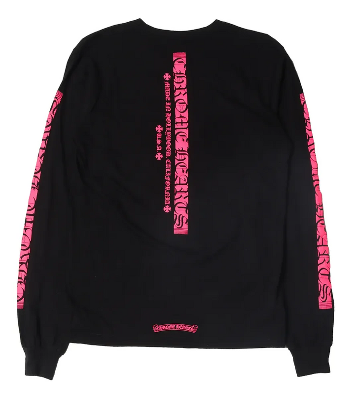 Chrome Hearts 'Pink Vertical Logo' Longsleeve Tee