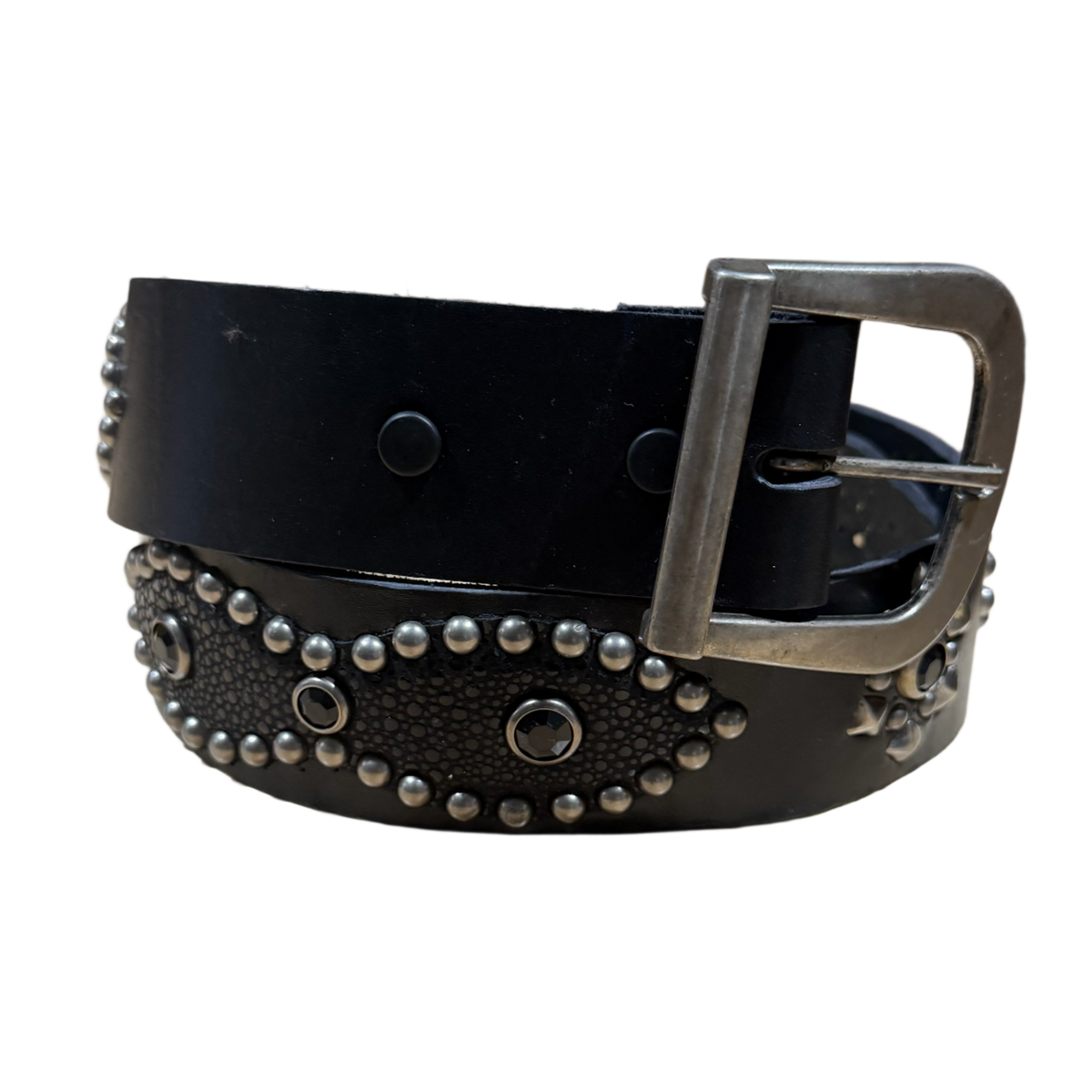 Studded 'Black Snake & Gem' Black Belt