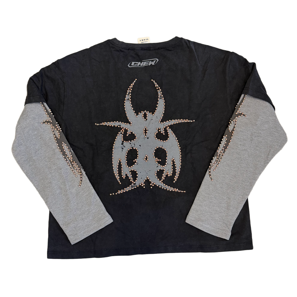 Chew Forever 'Black and Grey' Rose Studded Longsleeve