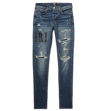 Amiri 'Leather Core Logo' Dark Blue Jeans