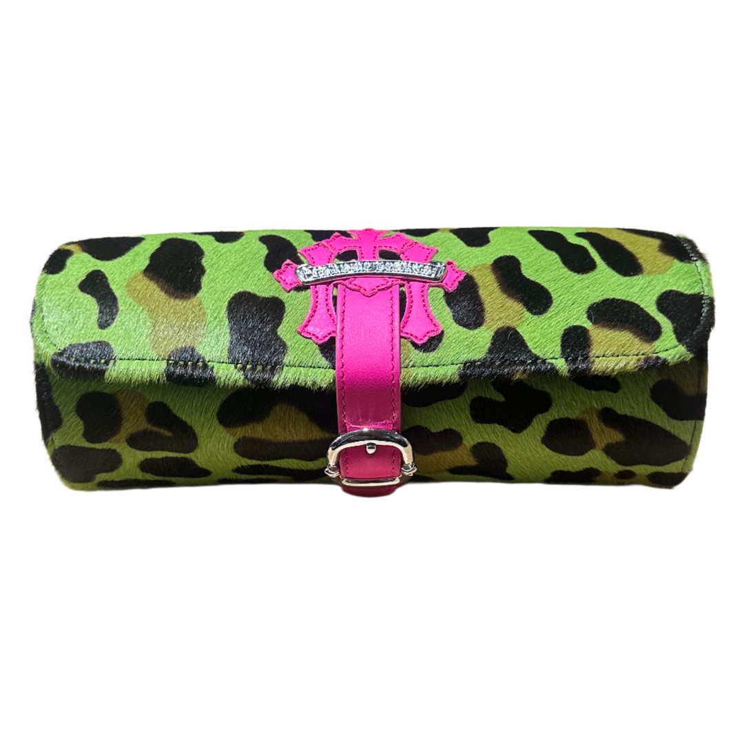 Chrome Hearts 'Green & Pink' Leopard Print Watch Roll