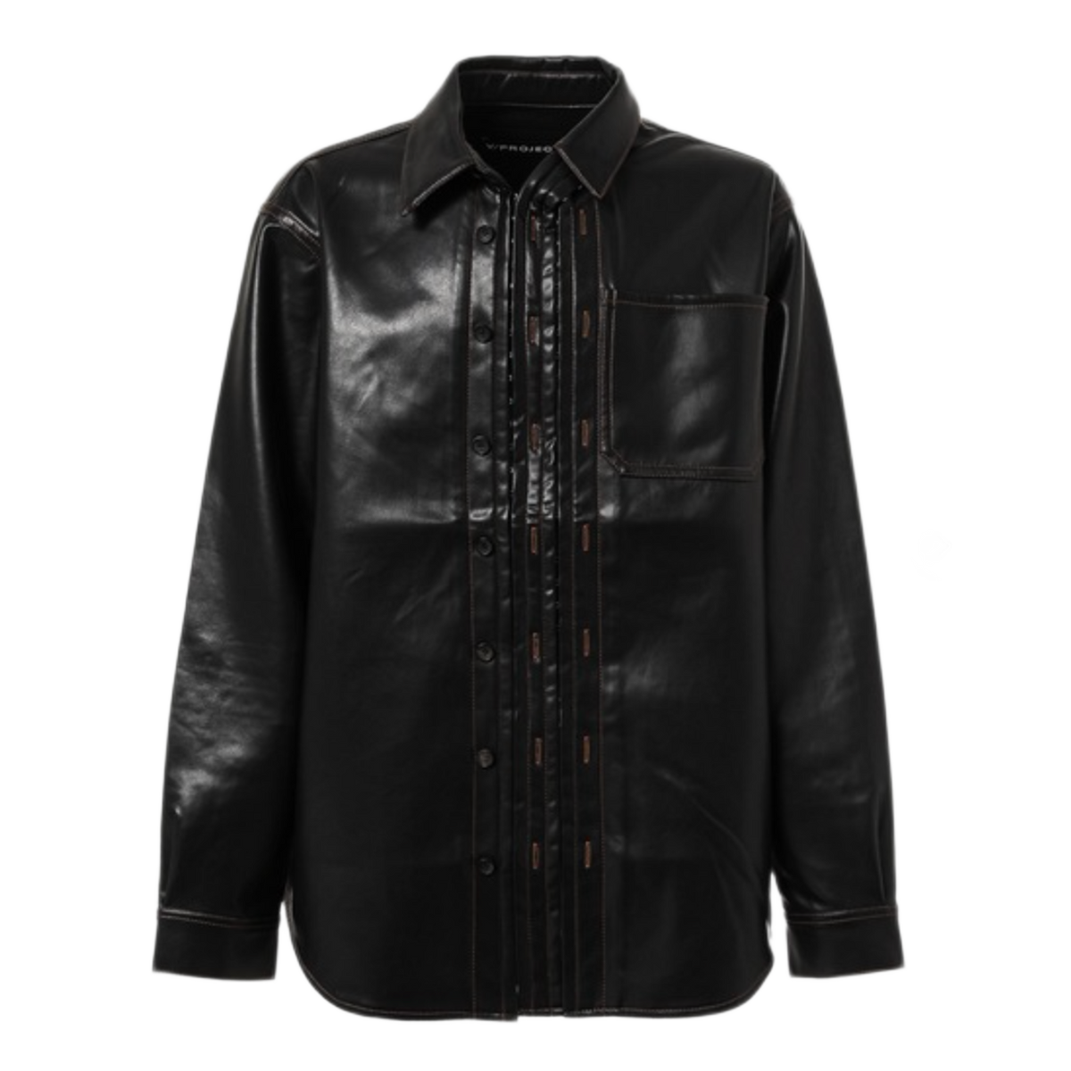 Y/Project 'Black' Hook & Eye Grained Faux Leather Shirt