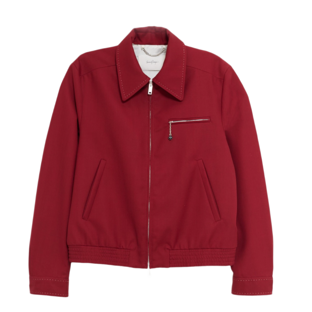 Second Layer 'Red' Zip Fastening Stitched Detail Jacket