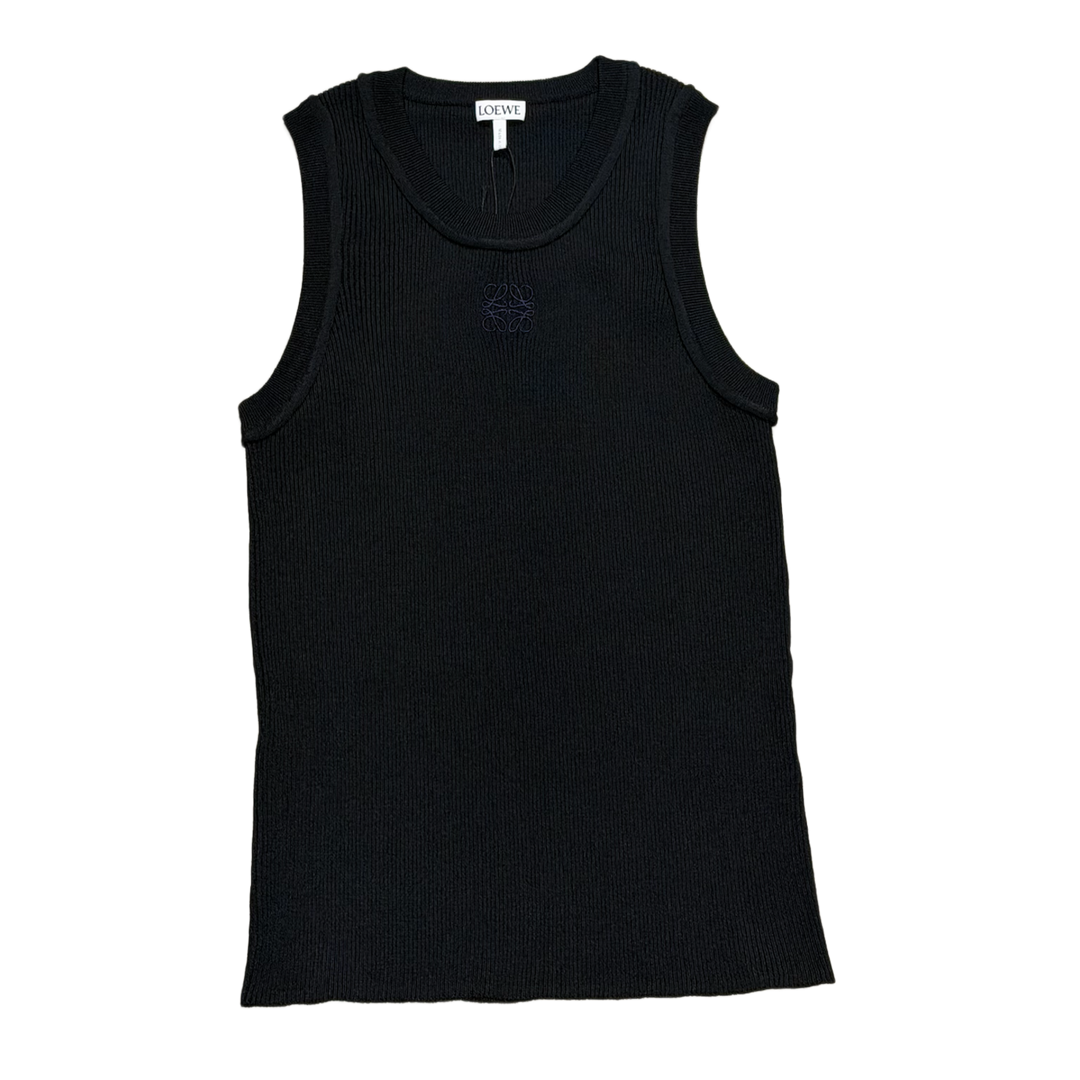 Loewe Women's 'Black Anagram Embroidered' Ribbed Tank Top