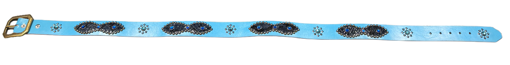 Studded 'Navy Scale/ Blue Gem Sun' Baby Blue Belt