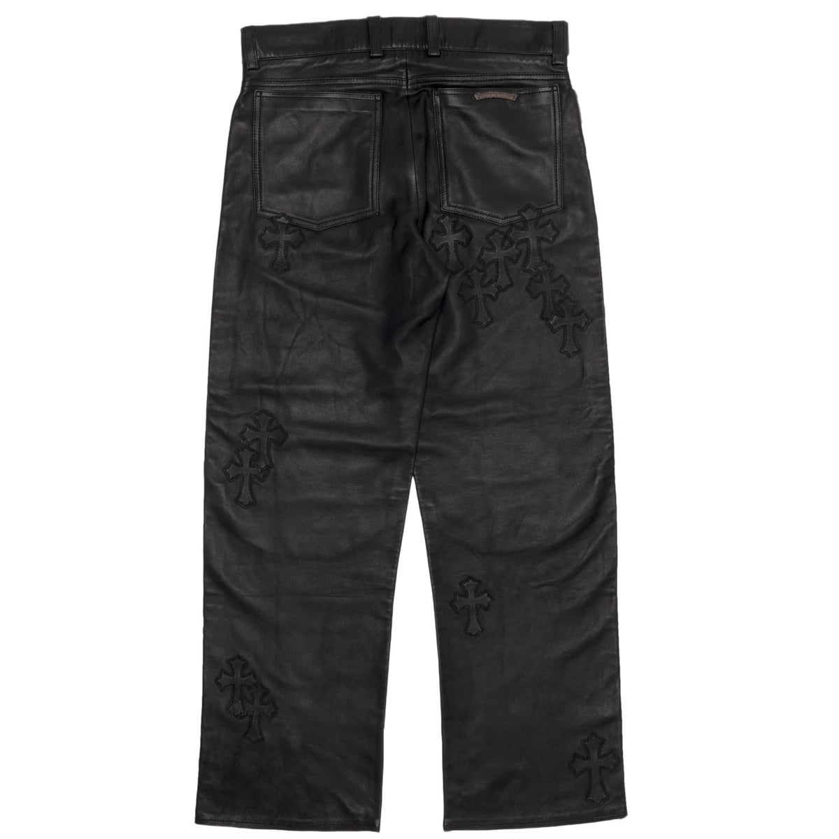 Chrome Hearts Kids 'Black' Leather Cross Patch Pants
