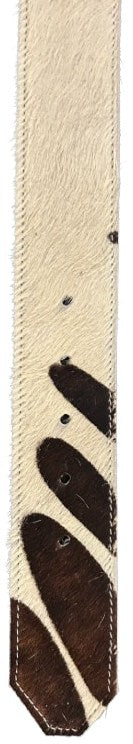 White Striped End Cowhair Belt