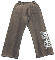 Bossi 'White Heavy Metal' Washed Brown Rhinestone Sweatpants