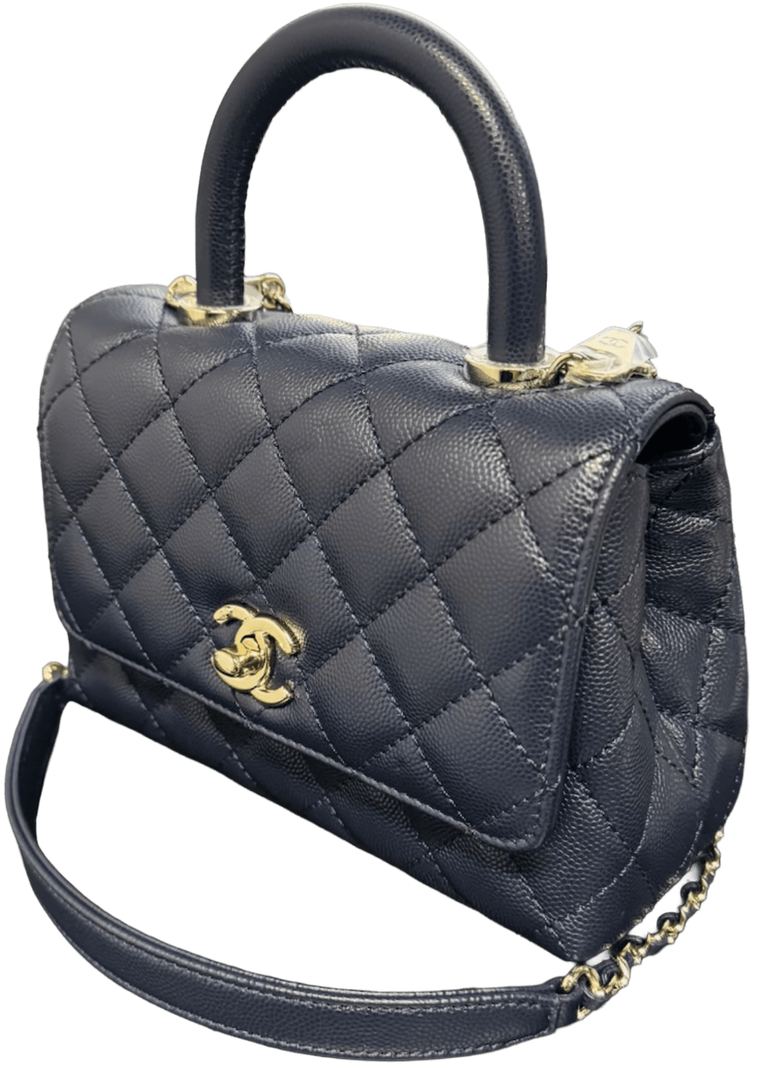 Chanel 'Navy' Quilted Lambskin Handle Bag