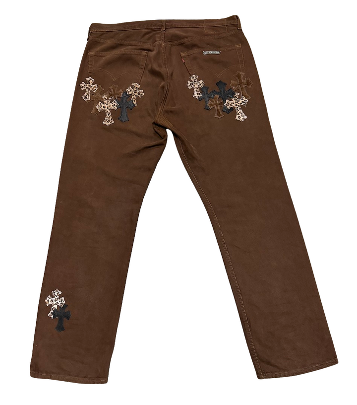 Chrome Hearts 'Cheetah' 26 Patch Brown Jeans