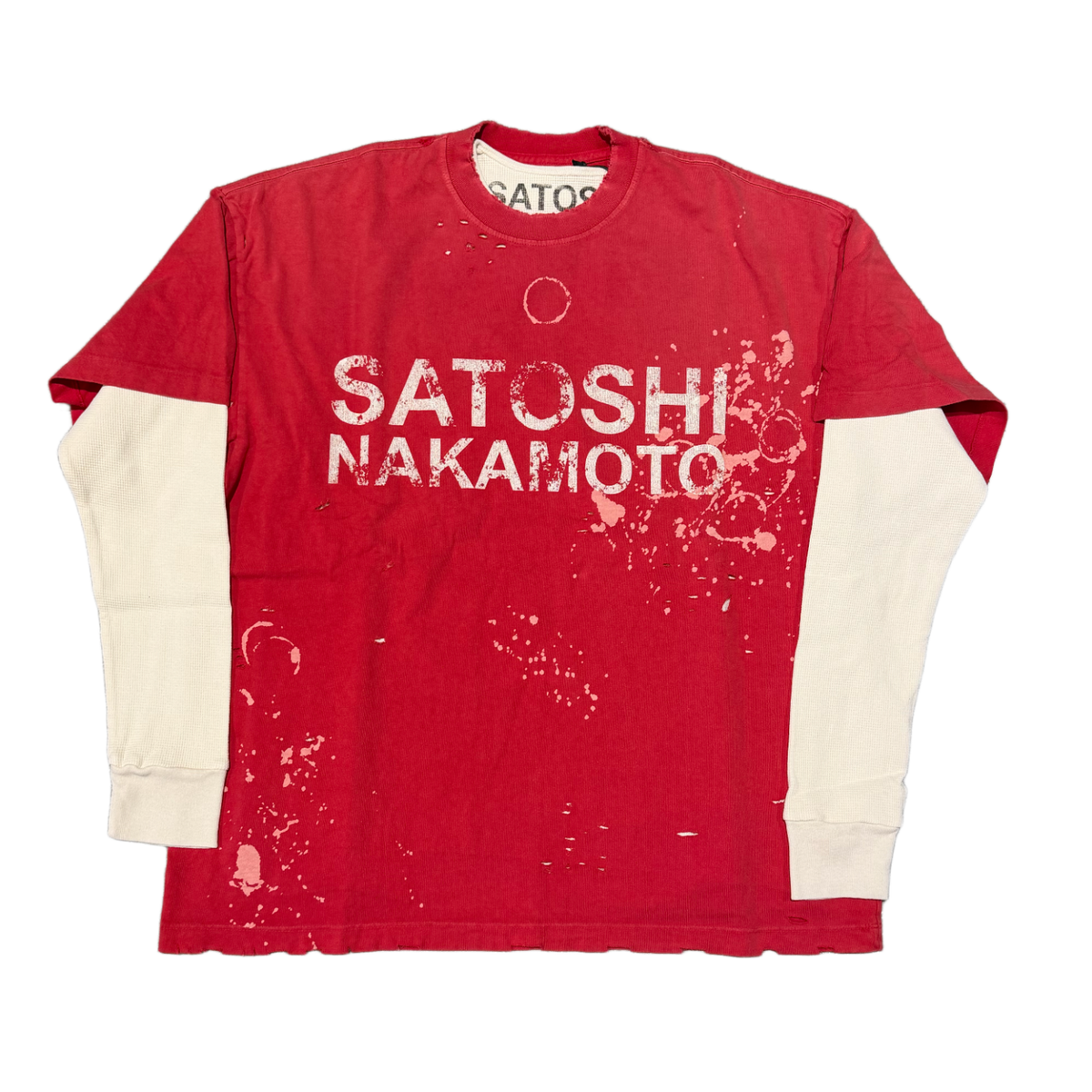 Satoshi Nakamoto 'Bleached Red' Luke Thermal Longsleeve