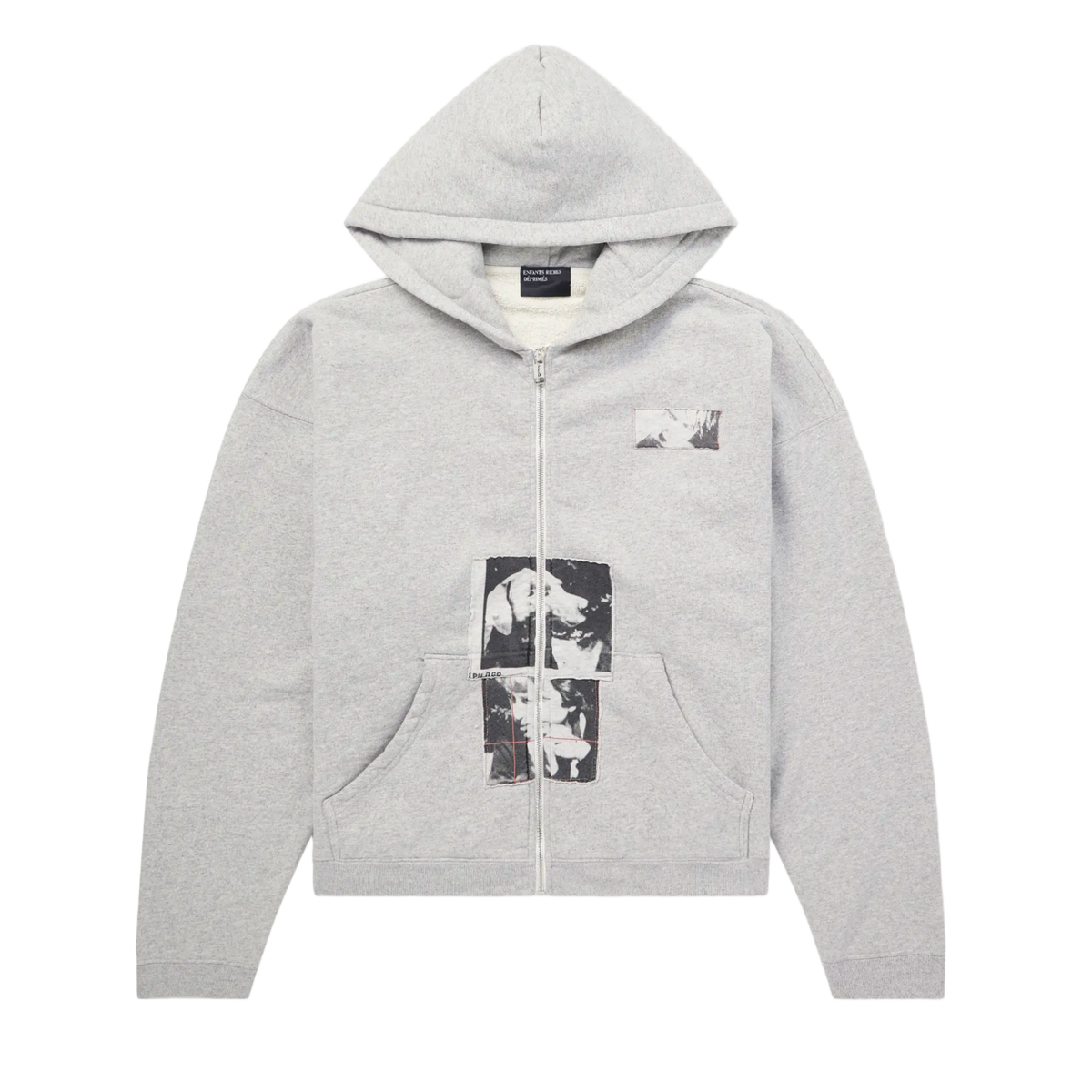 Enfants Riches Déprimés 'Appliquéd' Grey Cotton Zip Up Hoodie