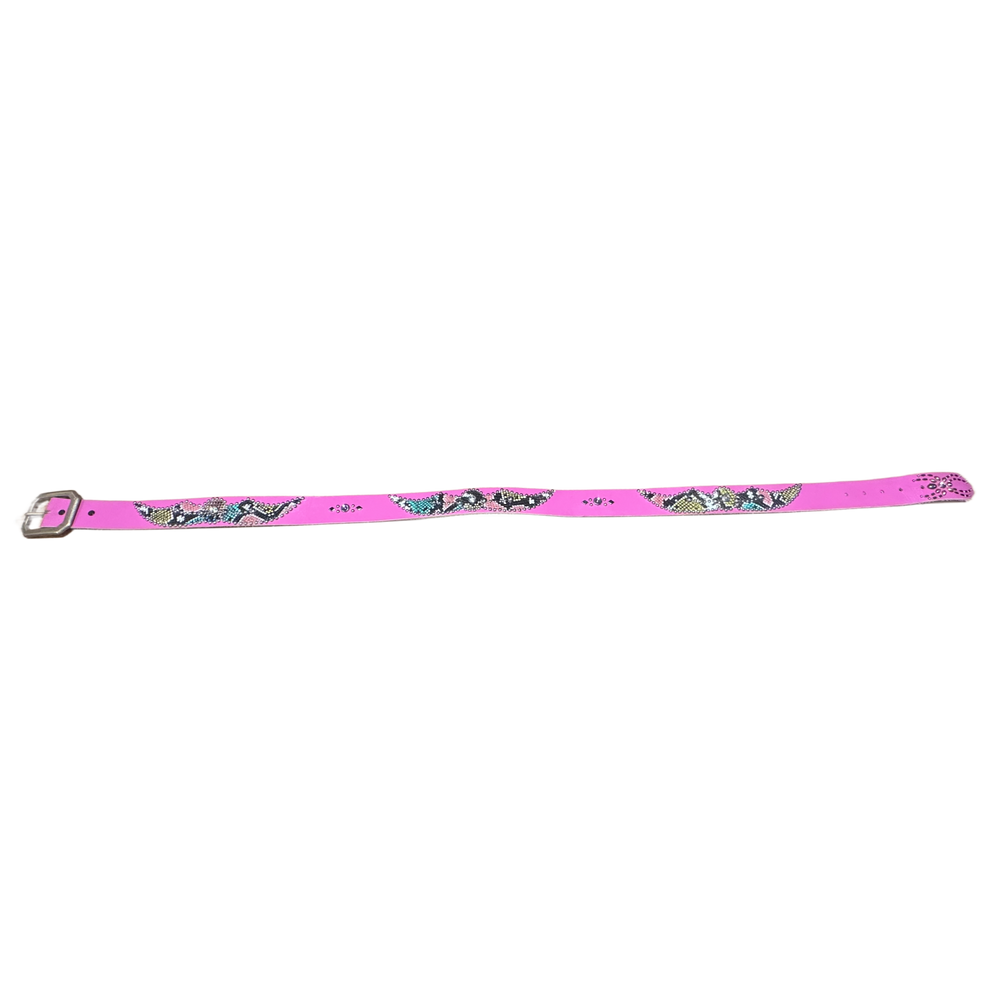 Studded 'Multi Color Snakeskin Spider Gem' Pink Belt
