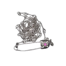 Chrome Hearts 'Pink Sapphire' 18k White Gold Twist Paper Clip Necklace