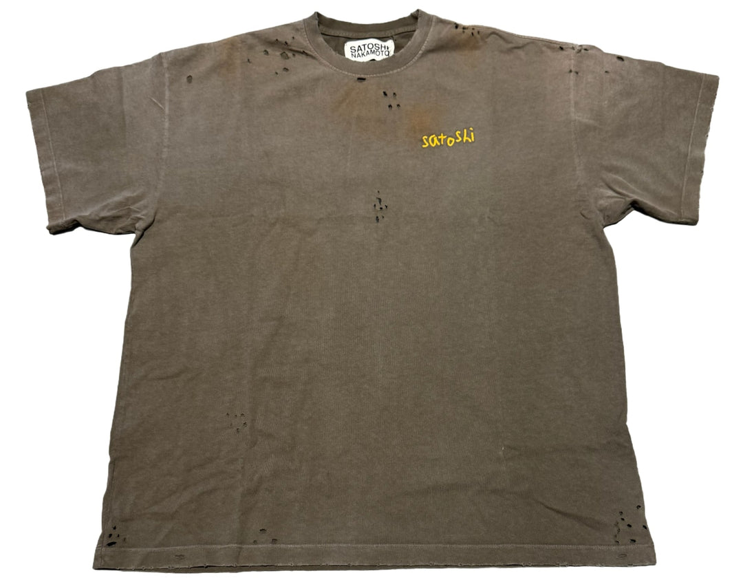 Satoshi Nakamoto 'Brown' Brick Chain Stitch Tee