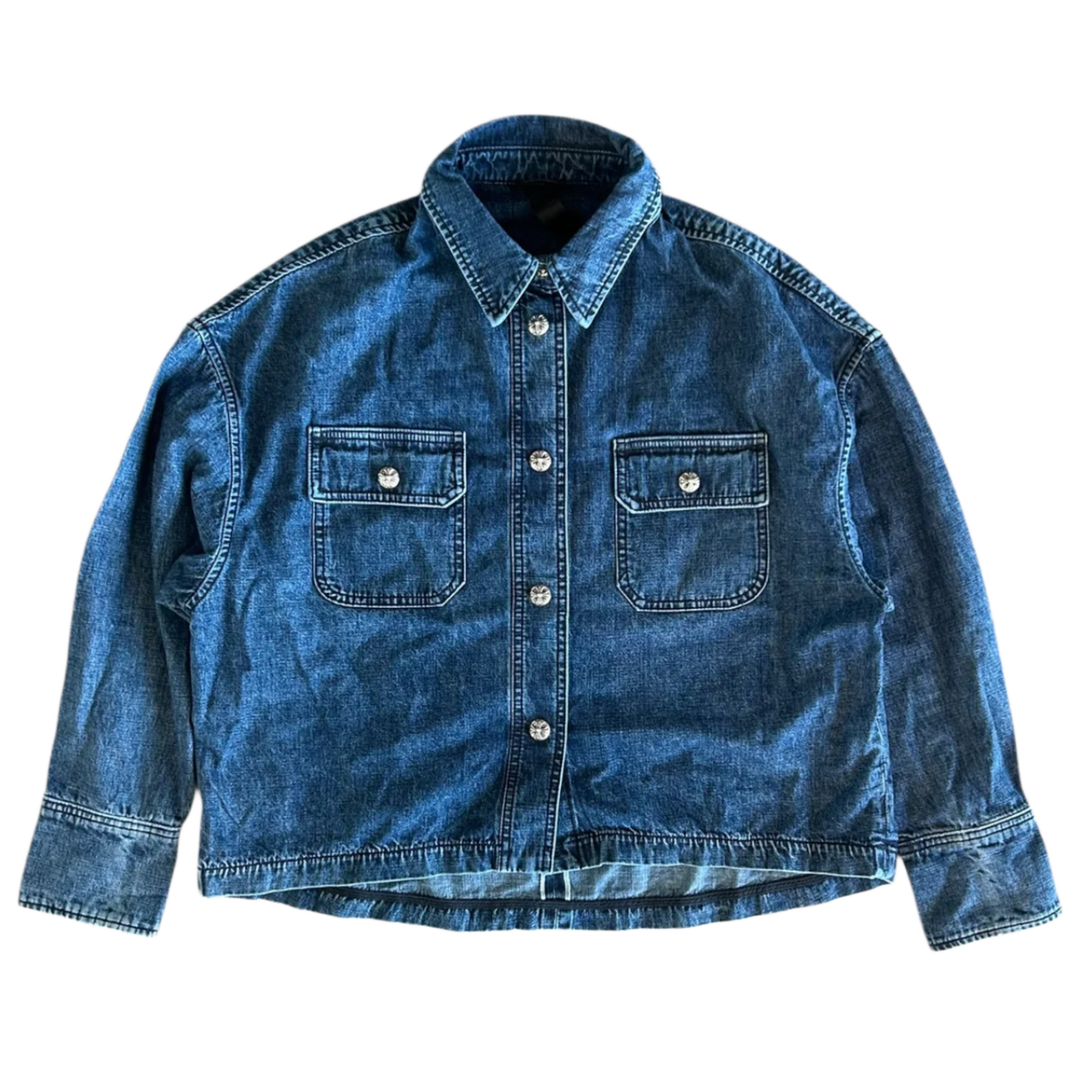 Chrome Hearts Women's 'Indigo Denim' Button Up Shirt