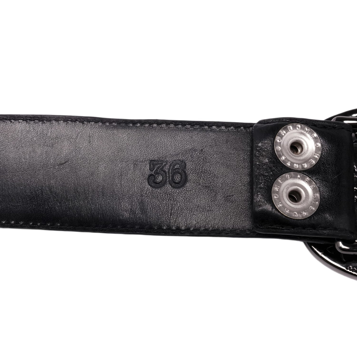 Chrome Hearts 'Rhodium Cemetery Buckle' Black Cross Belt
