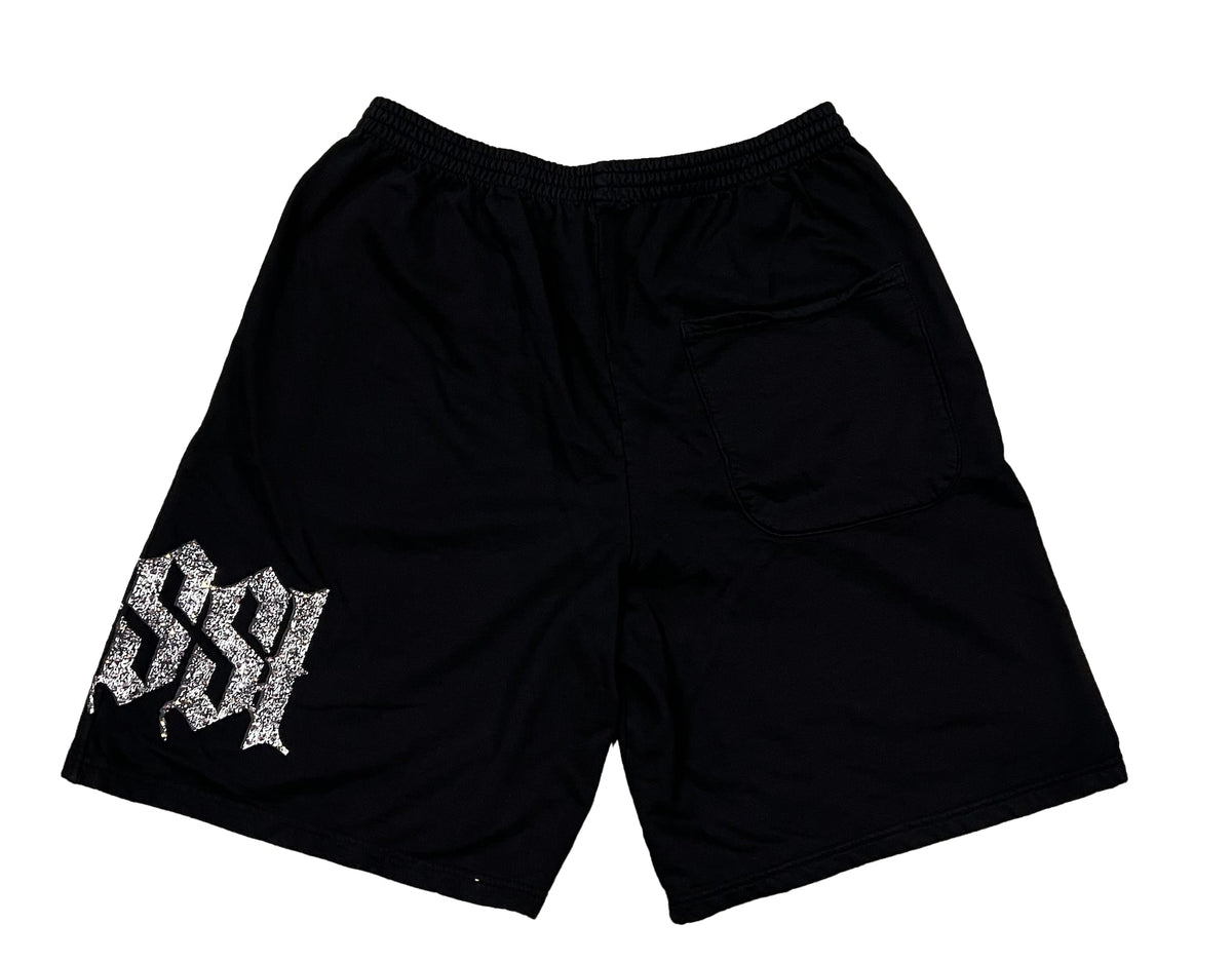 Bossi 'Black and White' Rhinestone Sweatshorts