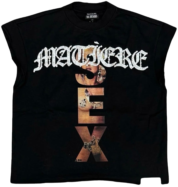 Matière De Dèsirs 'Madonna' Black Cutoff Tee
