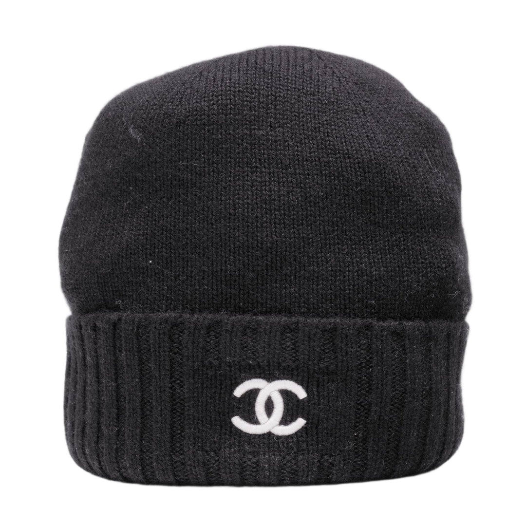 Chanel 'Half Black Half Ecru' Cashmere CC Beanie