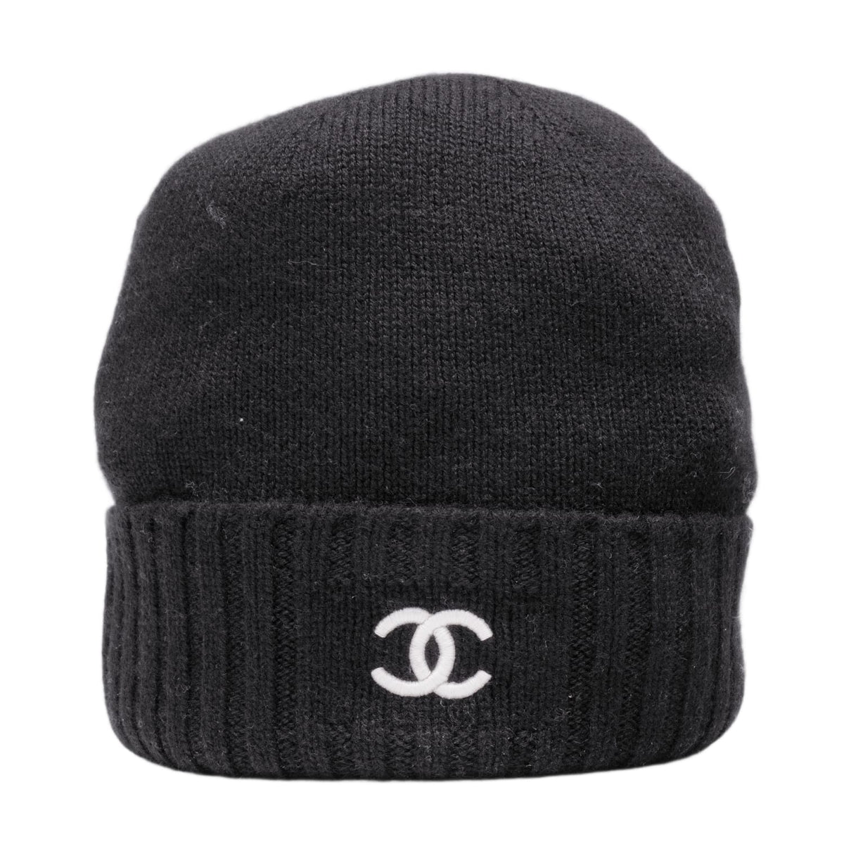 Chanel 'Half Black Half Ecru' Cashmere CC Beanie