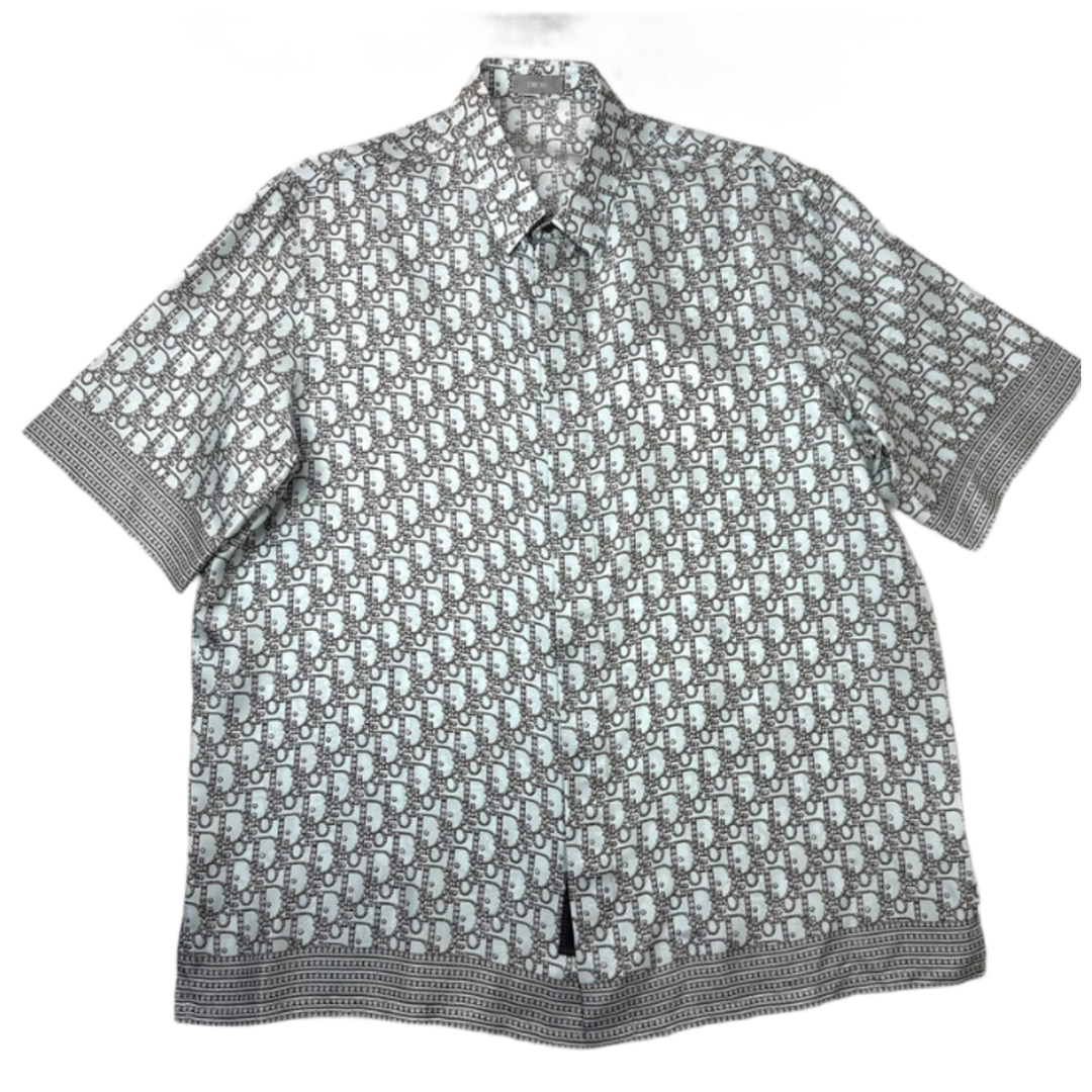 Dior 'Blue Diamond' Oblique Button Up Silk Shirt