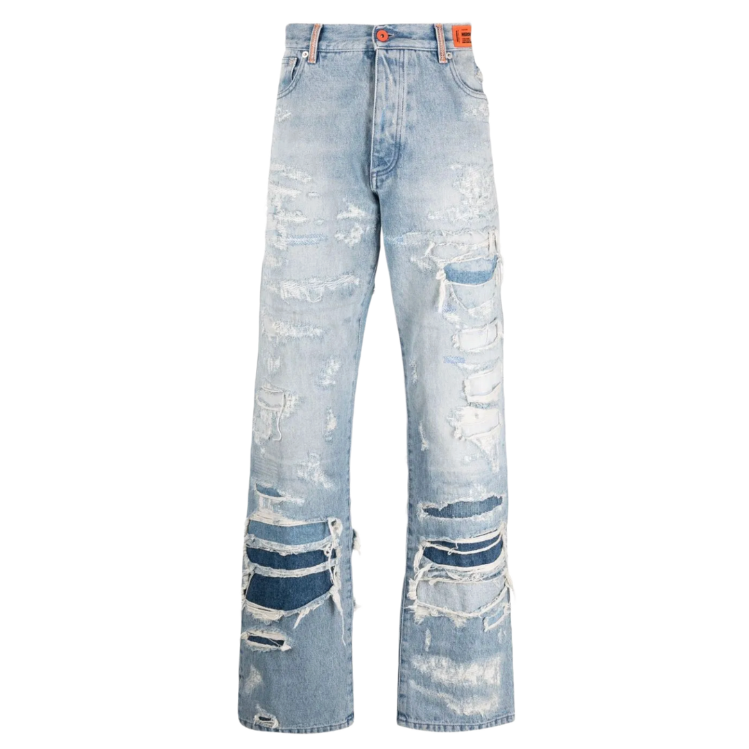 Heron Preston 'Heavily Distressed' Blue Jeans