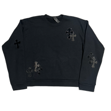 Chrome Hearts 'Cross Pony Patent Leather Patch' Black Crewneck