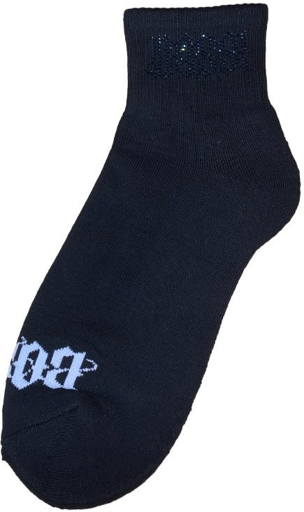 Bossi 'Dark Blue Logo' Rhinestone Black Socks