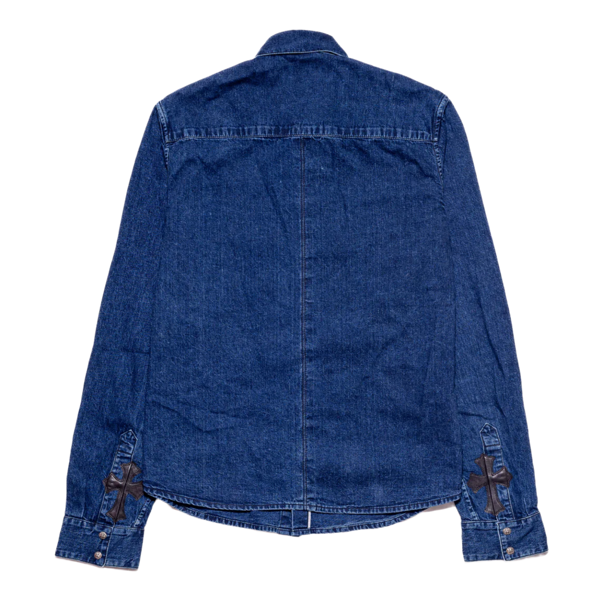 Chrome Hearts 'Black Cross Patch' Denim Button Up Shirt