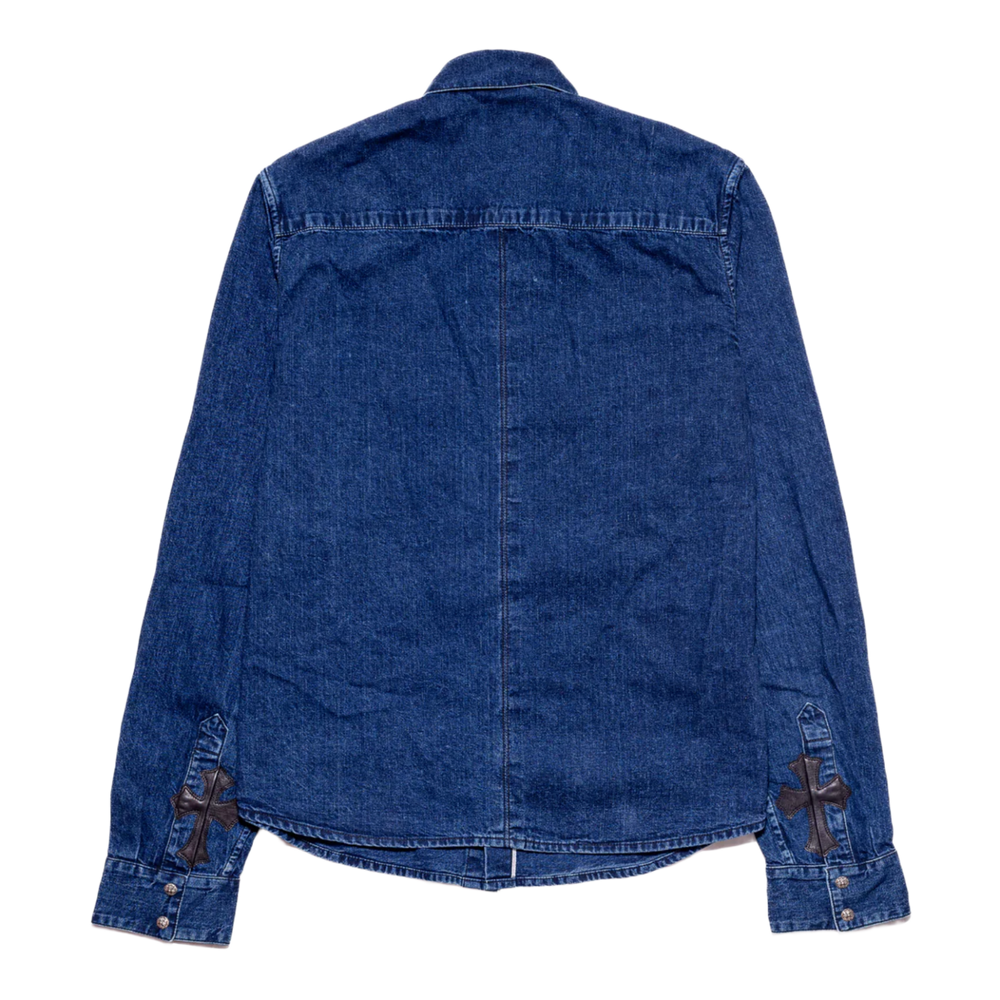 Chrome Hearts 'Black Cross Patch' Denim Button Up Shirt
