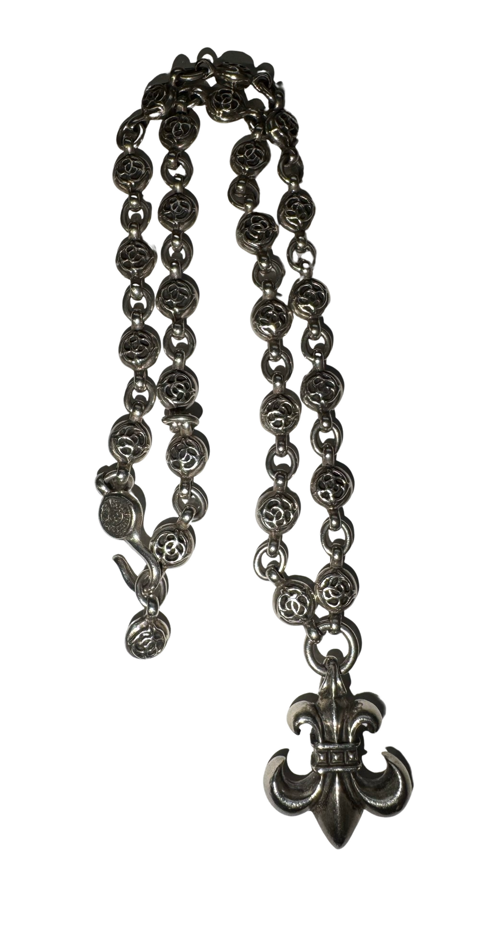 Chrome Hearts 'Fleur' Pendant Silver Fleur Ball 20 in Necklace