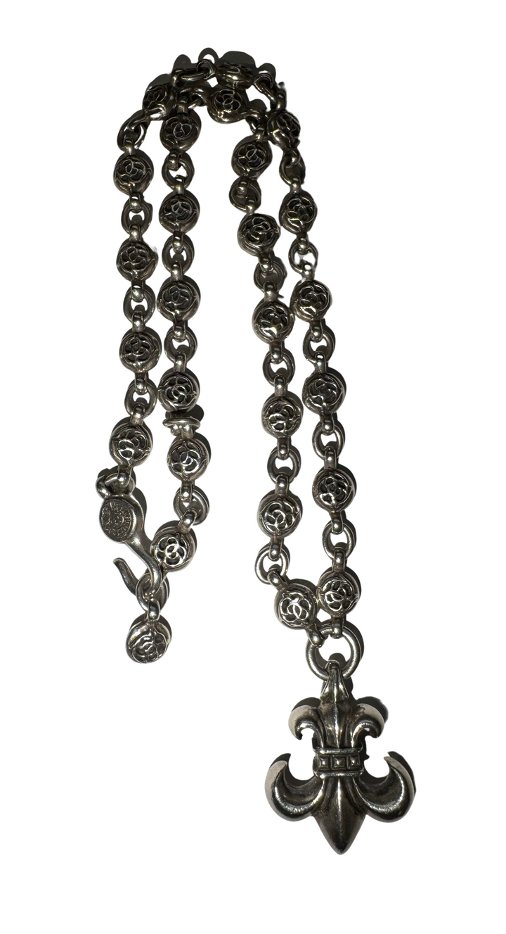 Chrome Hearts 'Fleur' Pendant Silver Fleur Ball 20 in Necklace