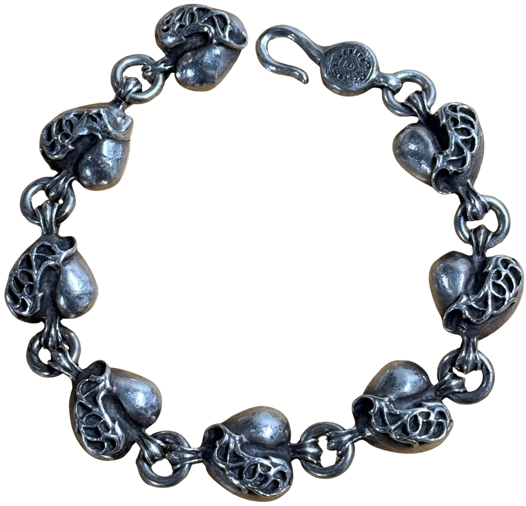 Chrome Hearts 'Floral Heart' 8.5in Silver Bracelet
