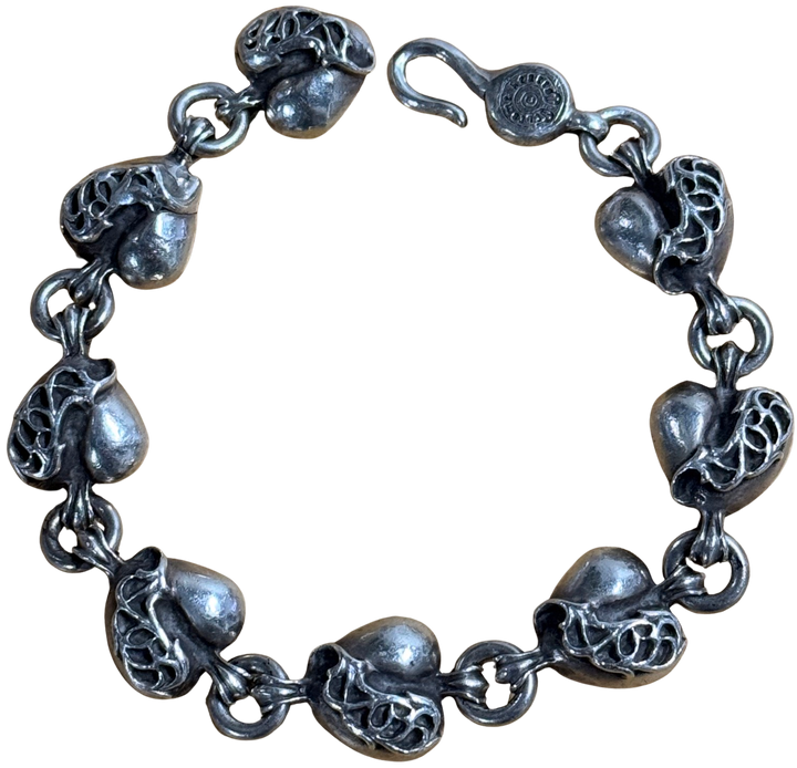 Chrome Hearts 'Floral Heart' 8.5in Silver Bracelet