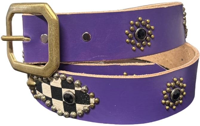 Studded 'Checkered Black' Purple Belt