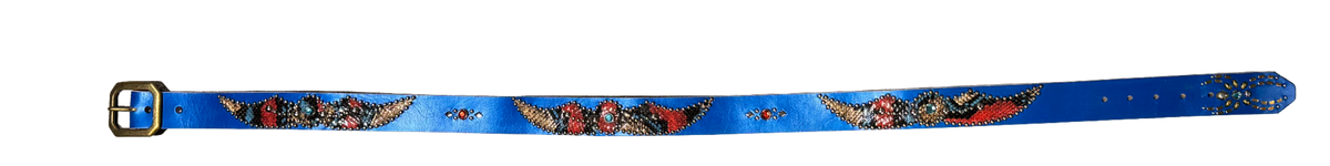 Studded 'Multi Color Snakeskin Spider Gem' Blue Belt