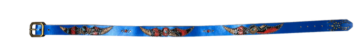 Studded 'Multi Color Snakeskin Spider Gem' Blue Belt