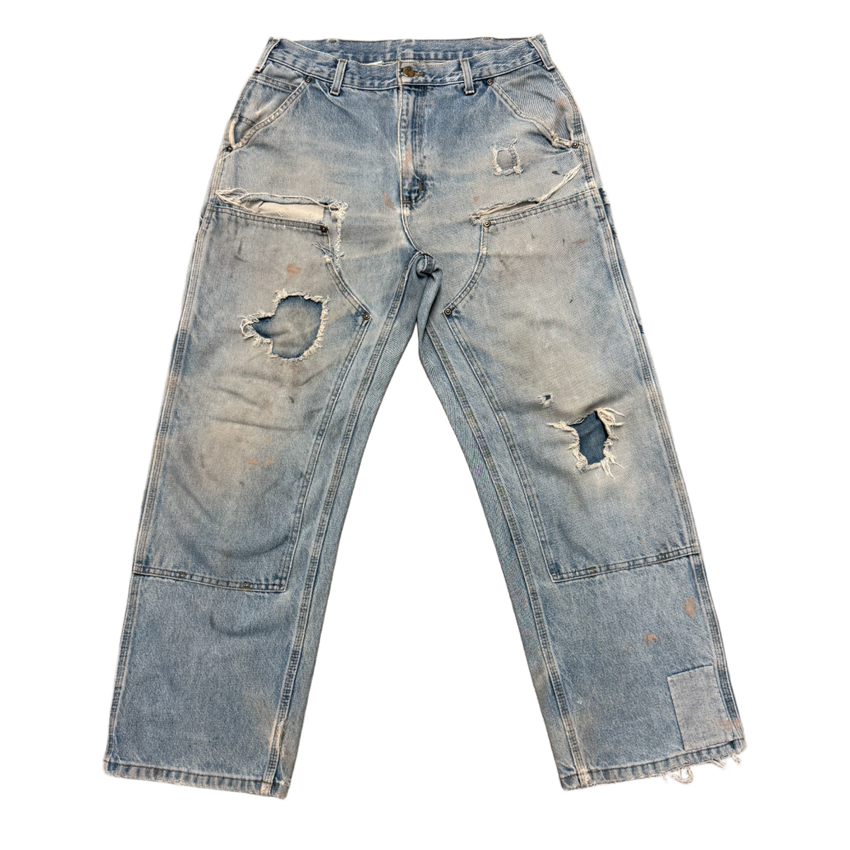 Carhartt 'Painted' Distressed Double Knee Light Blue Pants