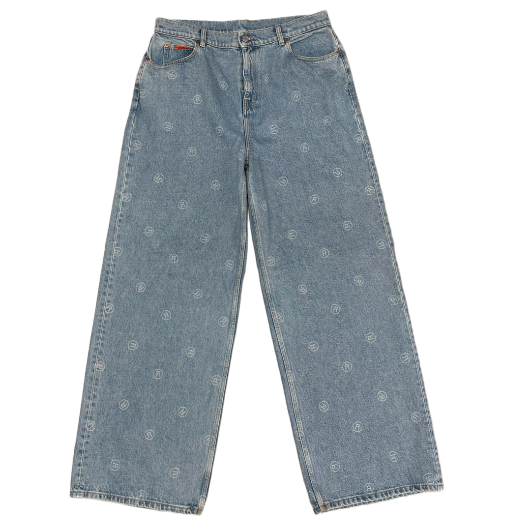 Martine Rose 'All-over R Print Extended Wide Leg Blue' Jeans
