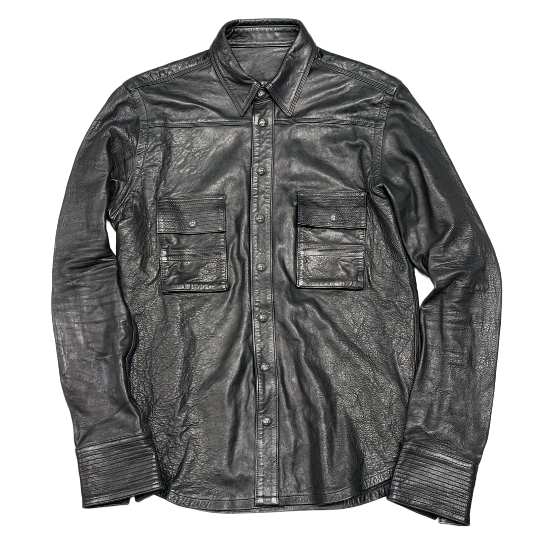 Chrome Hearts 'Black' Leather Button Up Over Shirt