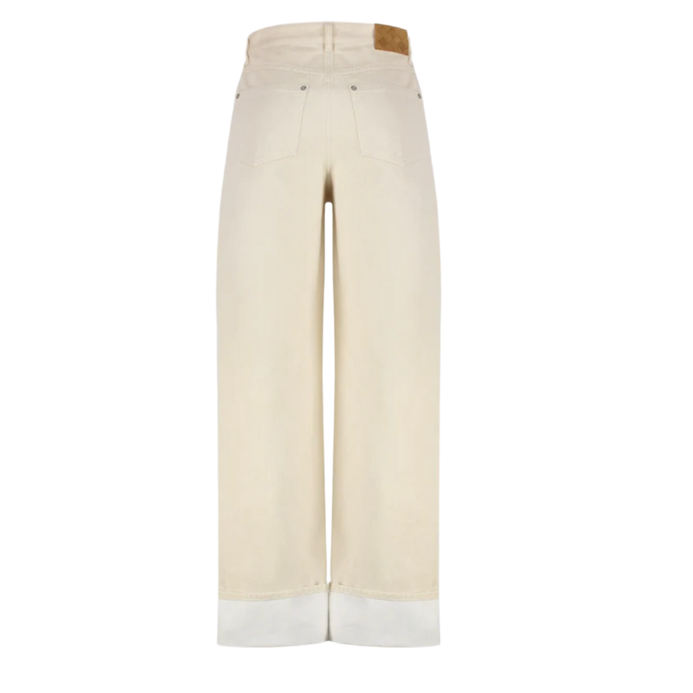 Bottega Veneta 'Cream' Turned Up Straight Leg Jeans