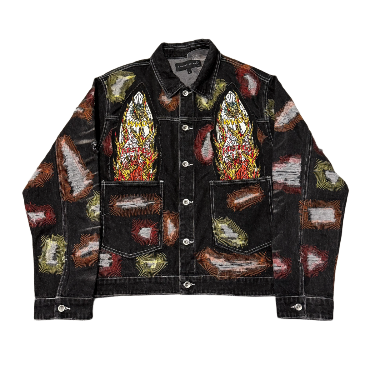 Who Decides War 'All Over' Black Denim Jacket