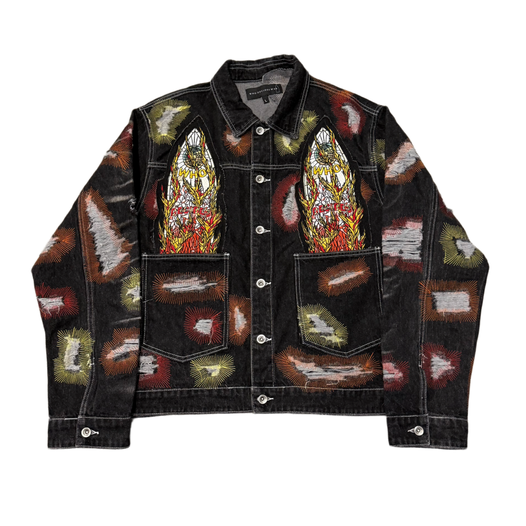Who Decides War 'All Over' Black Denim Jacket