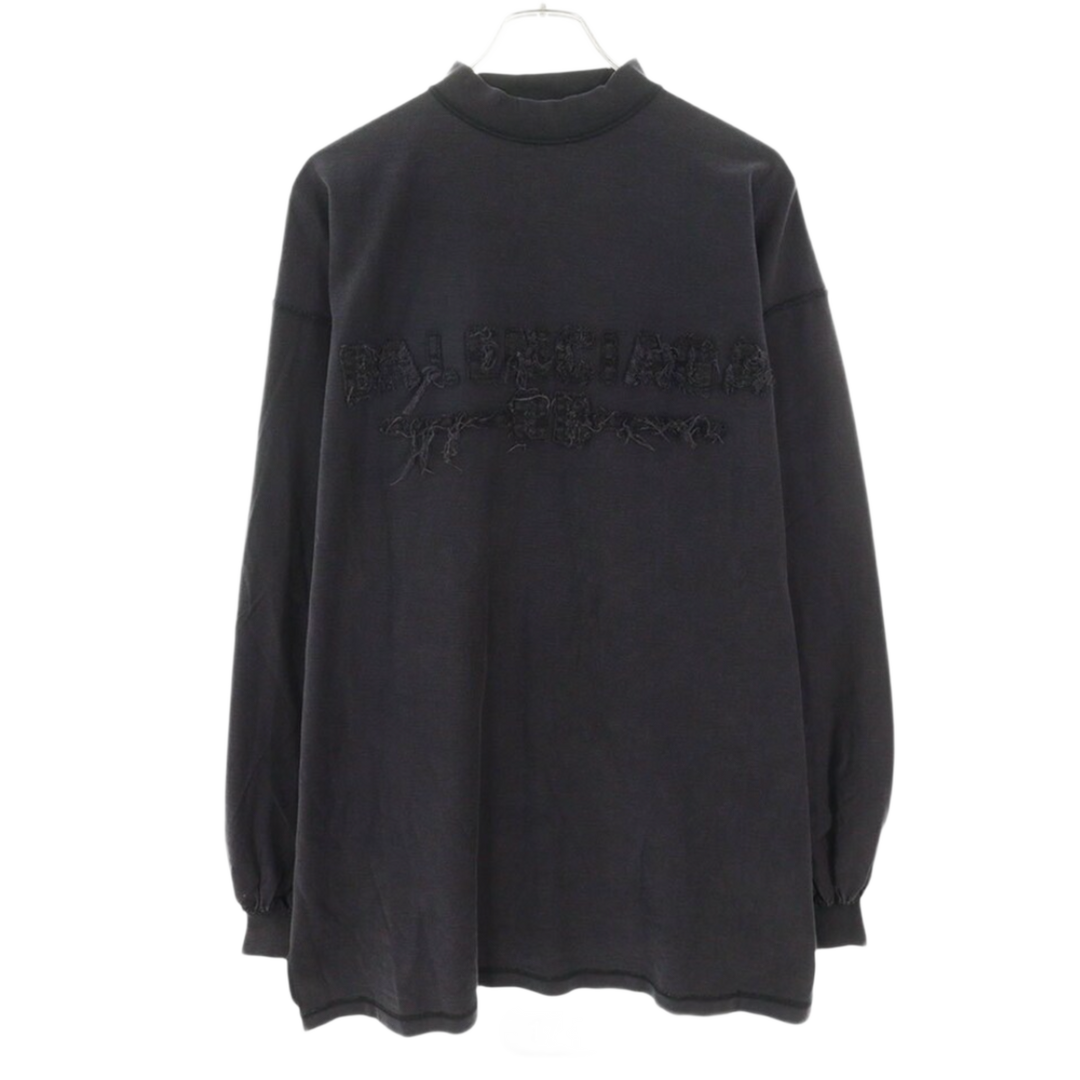 Balenciaga Oversized 'DIstressed Logo' Washed Black Longsleeve