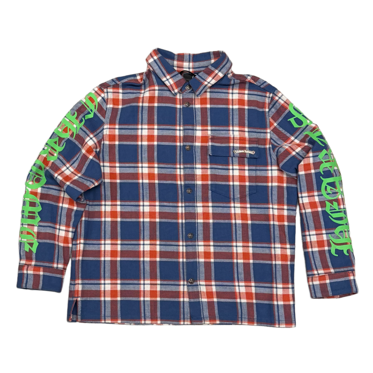 Chrome Hearts 'Green Logo' Blue Kids Flannel Shirt