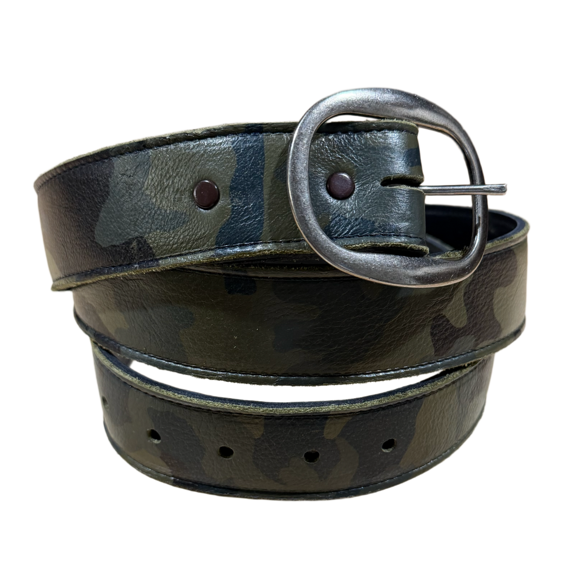 Vintage 'Green Camo' Leather Belt