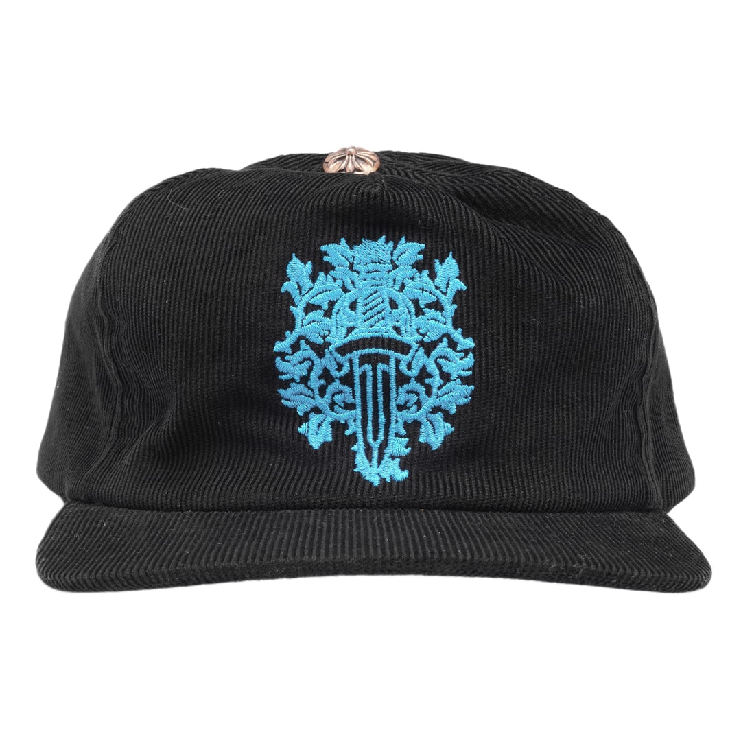 Chrome Hearts 'Blue Floral Dagger' Black Corduroy Hat
